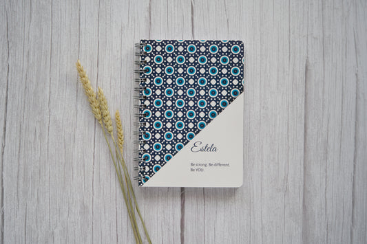 agenda personalizada com nome e padrão de estilo etnico