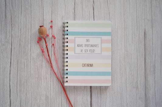 agenda personalizada com nome e capa com frase motivadora