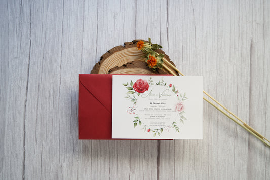 convite de casamento floral aguarela