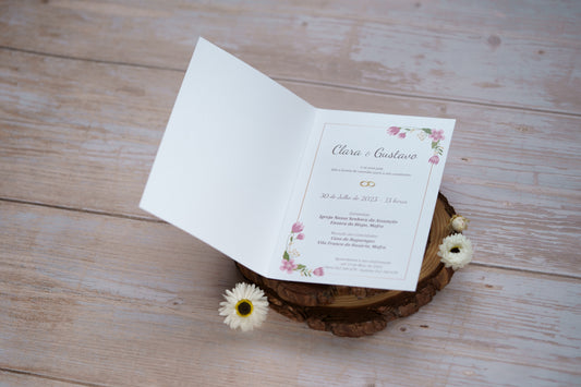 convite de casamento floral delicado