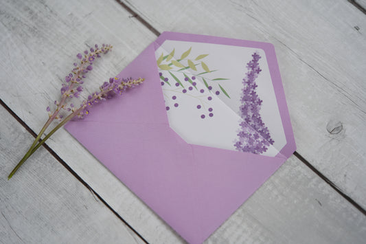 envelope lilas lavanda com forro liner para convites