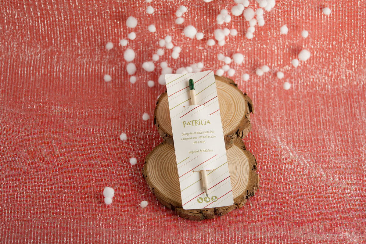 Lápis semente plantável Sprout com marcador natalício minimalista verde e vermelho personalizado