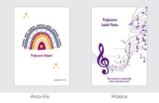 Caderno personalizado com nome e frase inspiradora — opções de capa disponíveis