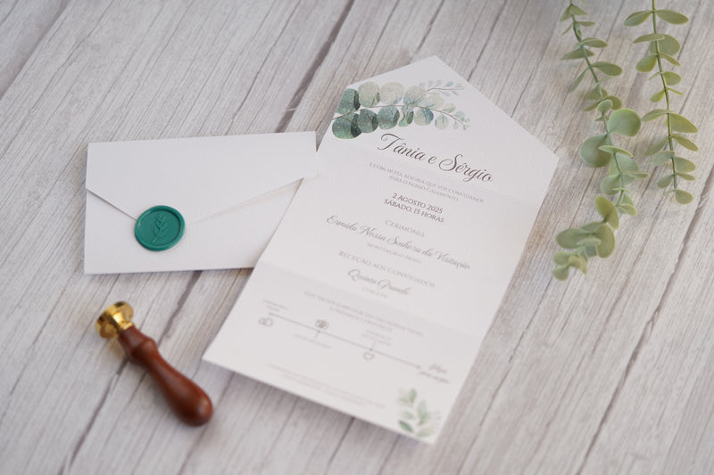 Coleção de convites de casamento personalizados em papel, acrílico e letterpress — Tenda de Papel