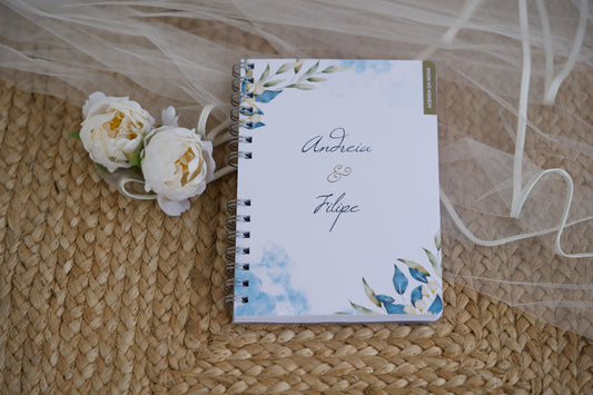 agenda da noiva personalizada capa delicada com nomes do casal