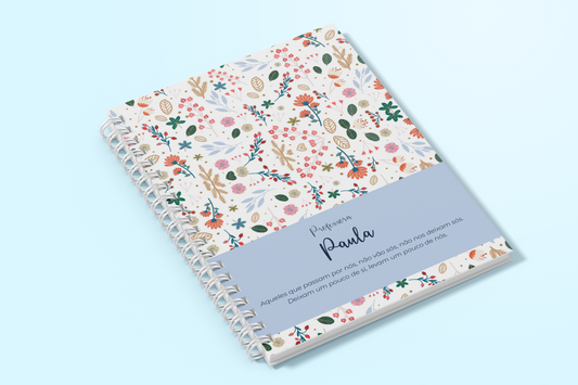 Agenda personalizada A5 — capa Campestre com design floral e bucólico