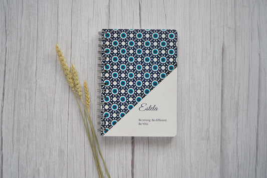 agenda personalizada com nome e padrão de estilo etnico