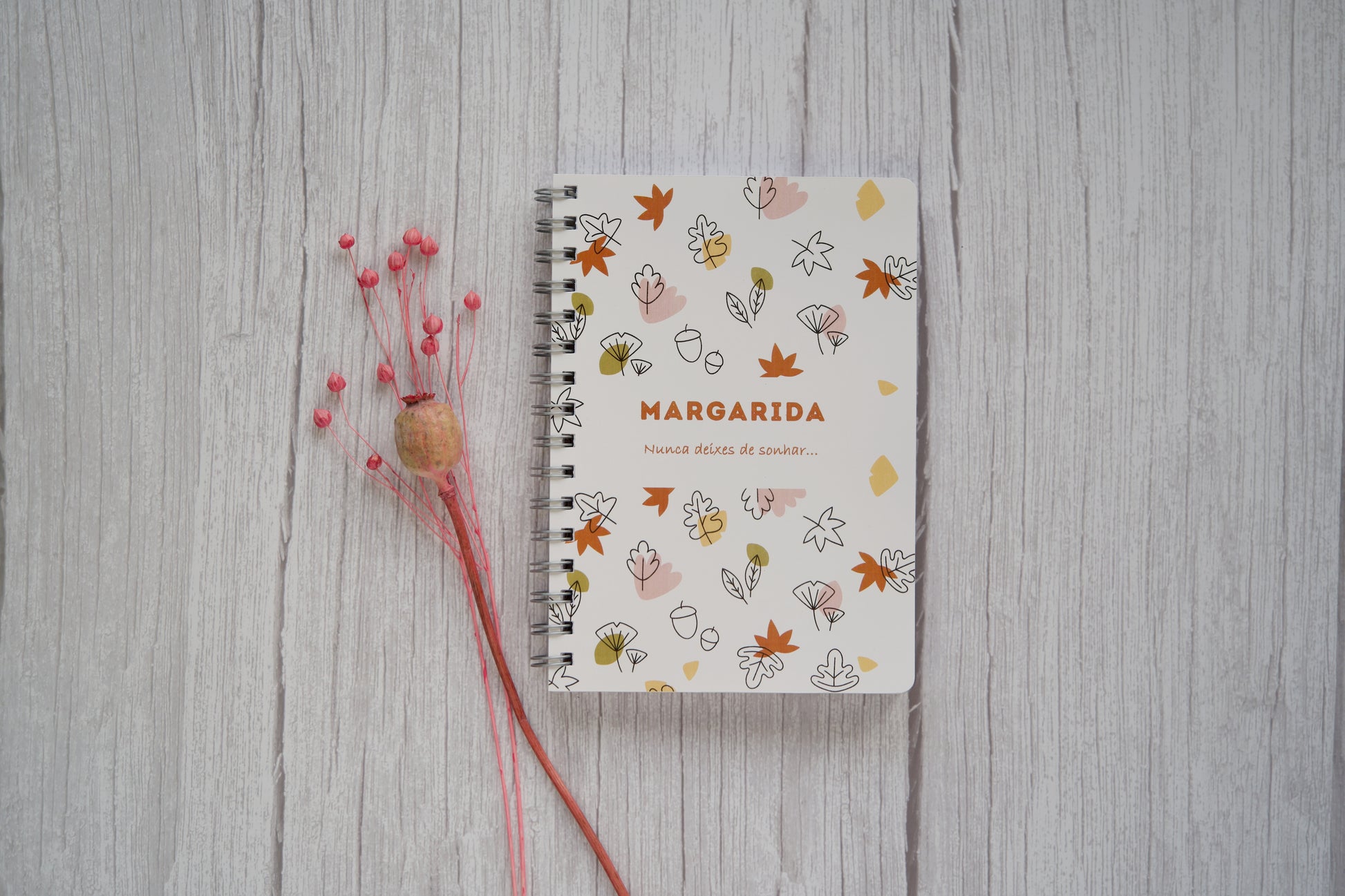 Agenda personalizada A5 — capa Outono com paleta quente e design acolhedor