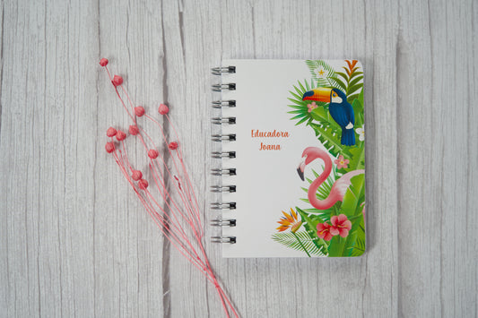 agenda personalizada a6 com nome e capa com tema exotico