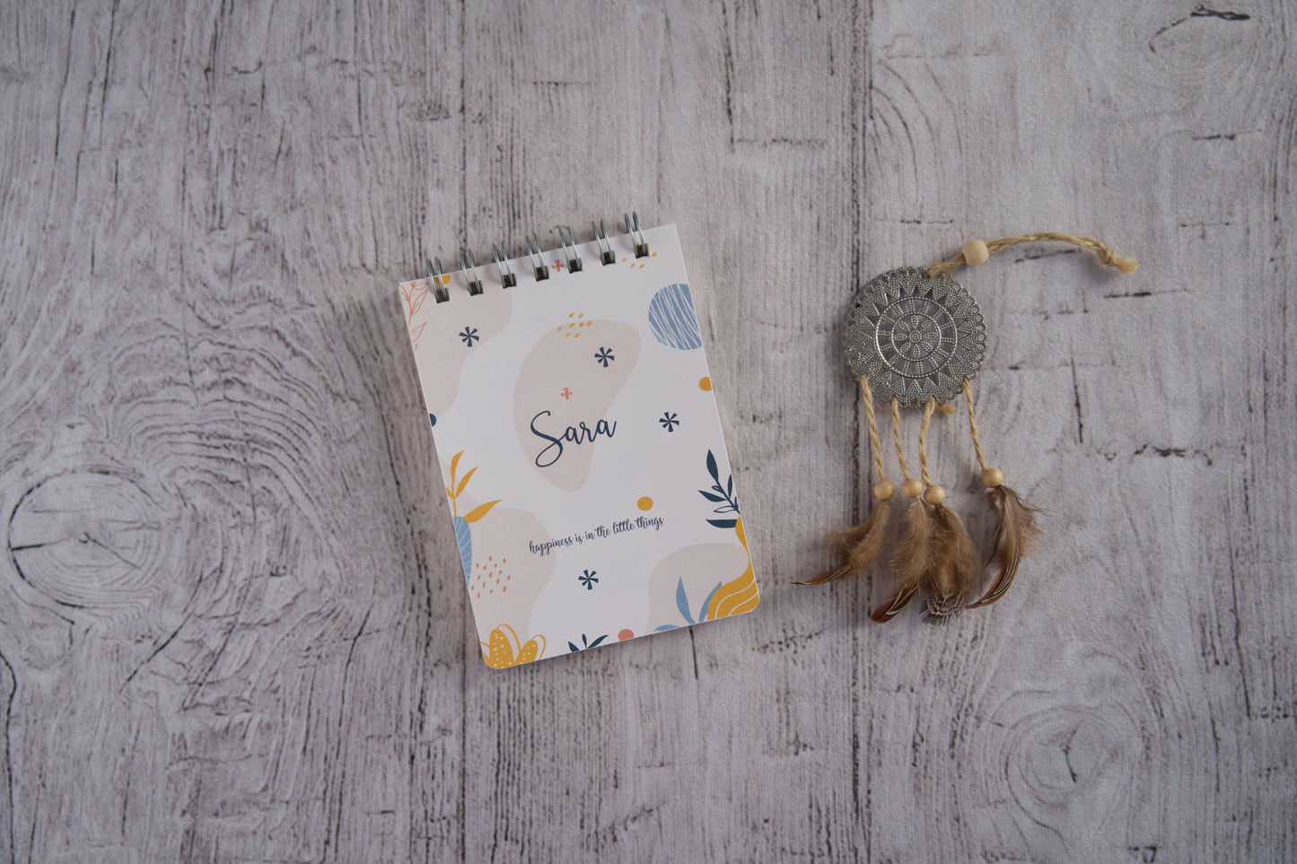Bloco de notas A6 personalizado com nome — capa Criativo com design abstrato em tons suaves