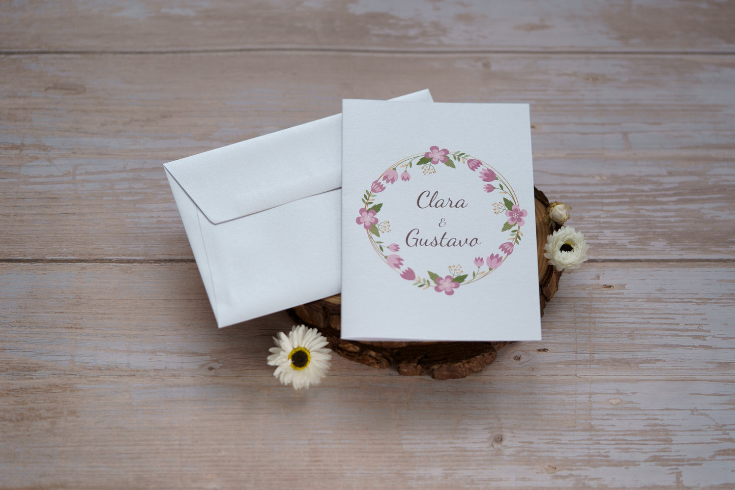 convite de casamento floral delicado