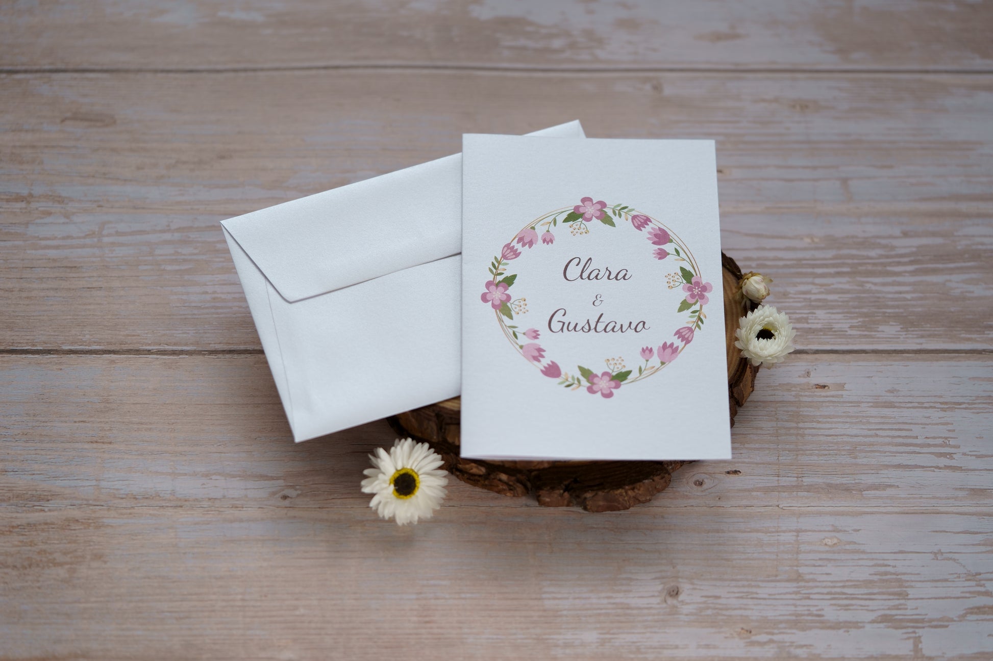 convite de casamento floral delicado