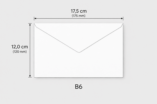 Esquema com as medidas de um envelope B6 - Tenda de Papel
