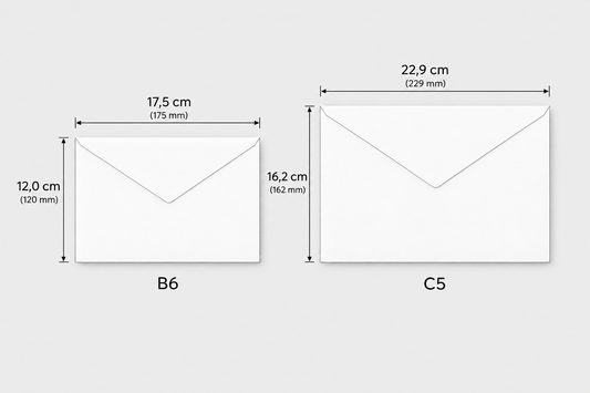 Esquema comparativo envelopes B6 e C5 - Tenda de Papel
