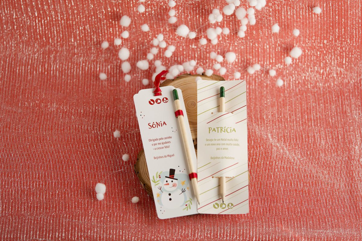 Detalhe do marcador de Natal personalizado com lápis semente Sprout — dois designs disponíveis
