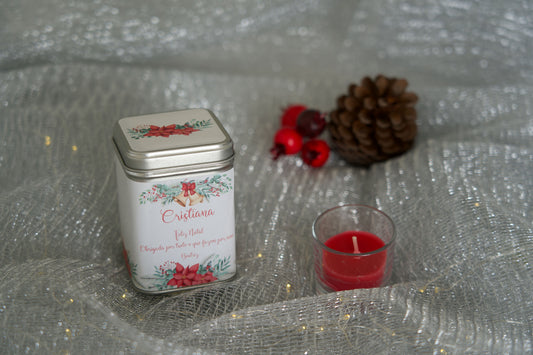 Lata de chá personalizada com design Estrela de Natal — prenda de Natal original com nome e mensagem