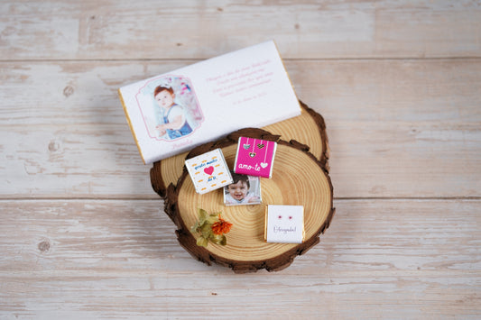 Mini chocolates personalizados para casamento e batizado — pack de 25 unidades