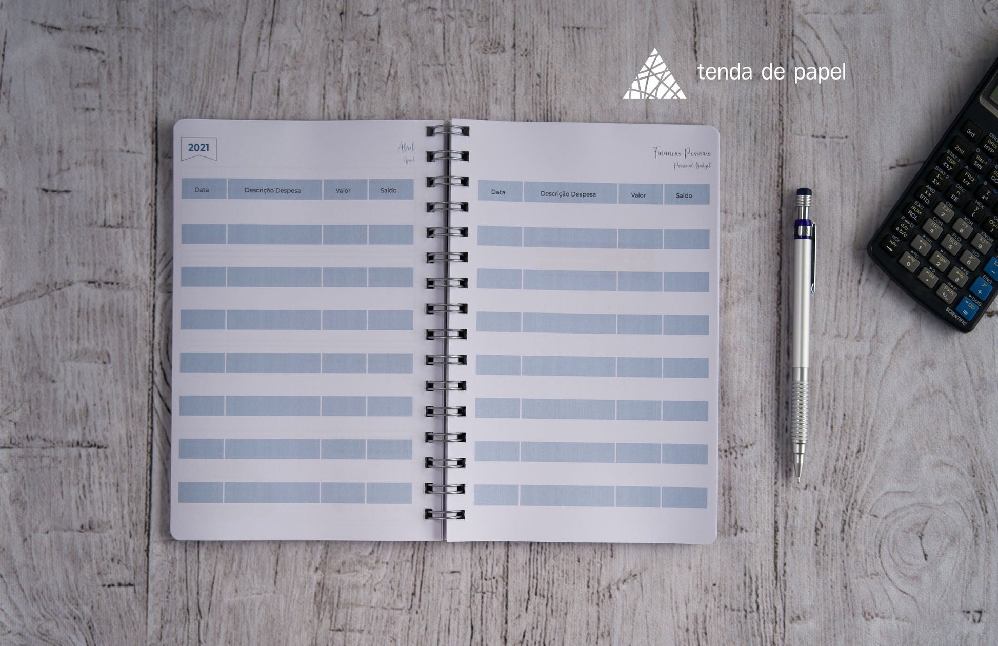 Agenda personalizada A5 — registo de finanças pessoais