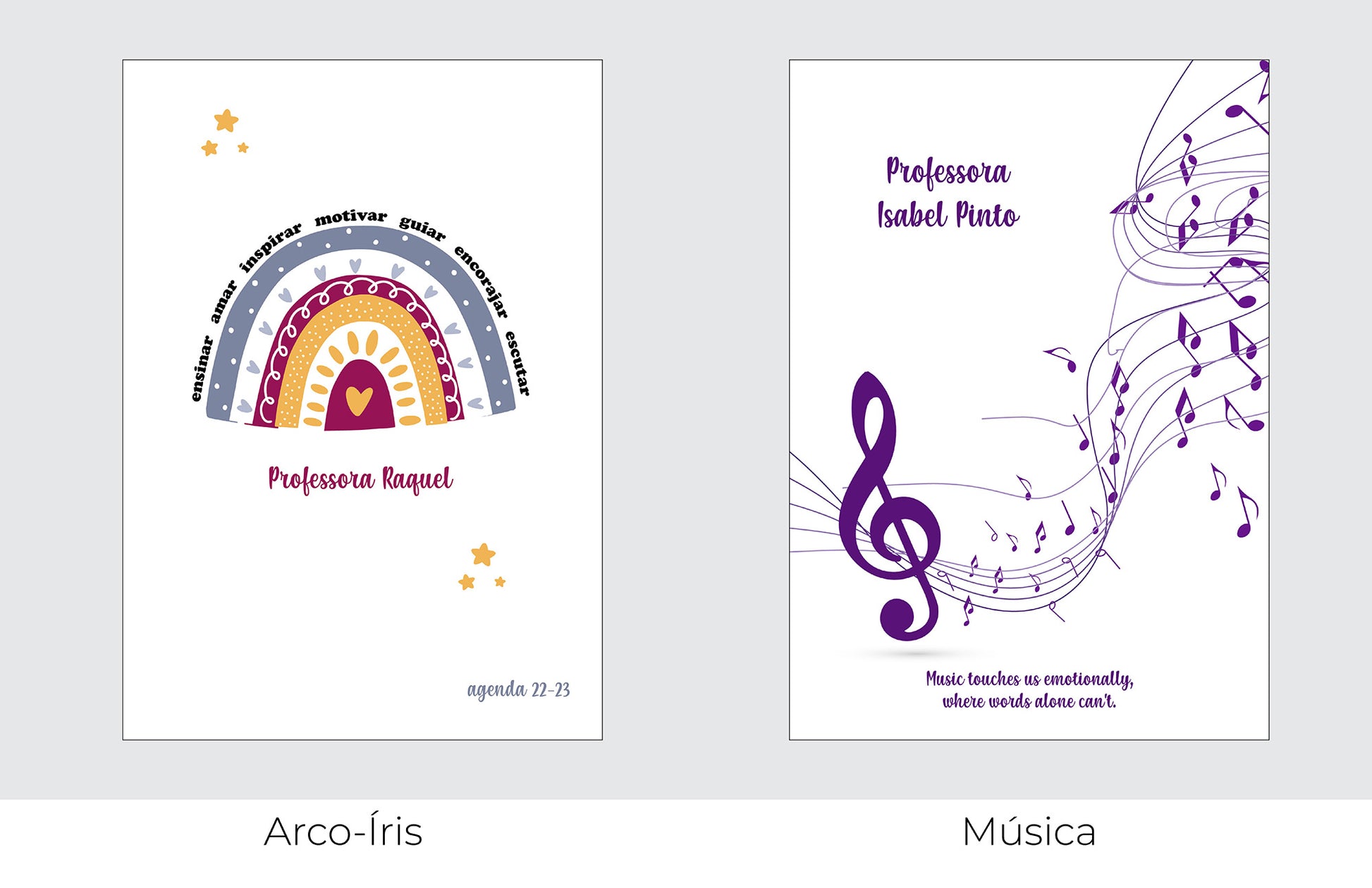 Caderno personalizado com nome e frase inspiradora — opções de capa disponíveis